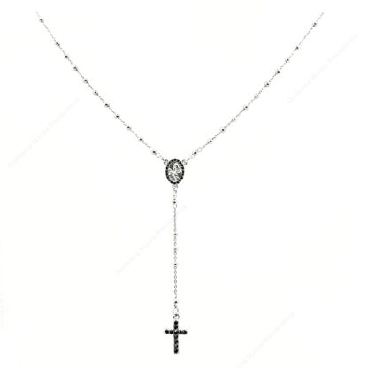 Rosario in argento 925 con zirconi e croce pendente