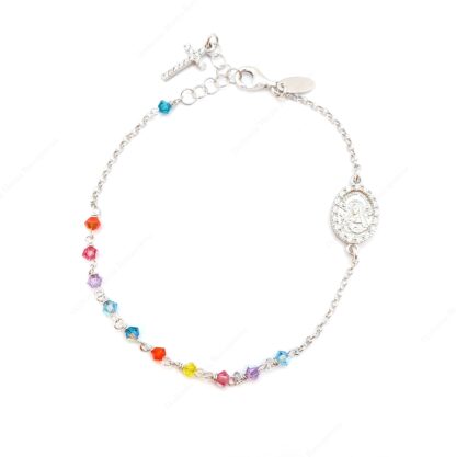 Bracciale rosario multicolor con zirconi