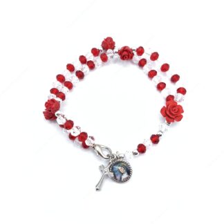 Rosario a bracciale con pietre rosse