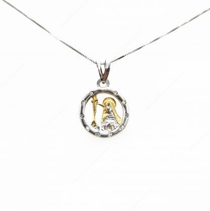 Collana in argento con medaglia di Santa Rita e zirconi