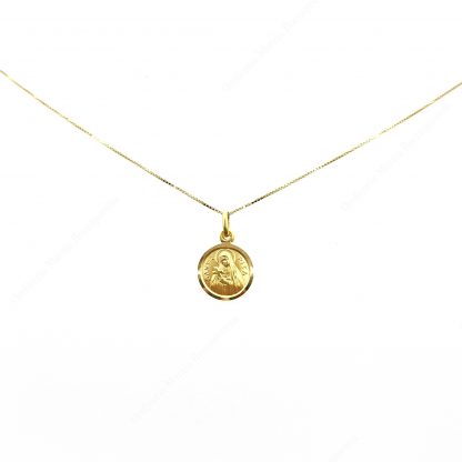 Collana in oro giallo con medaglia di Santa Rita 11 mm